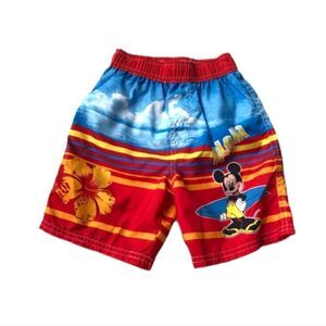 Mickey Mouse Aloha Tropical Multi Color Swim Trunks